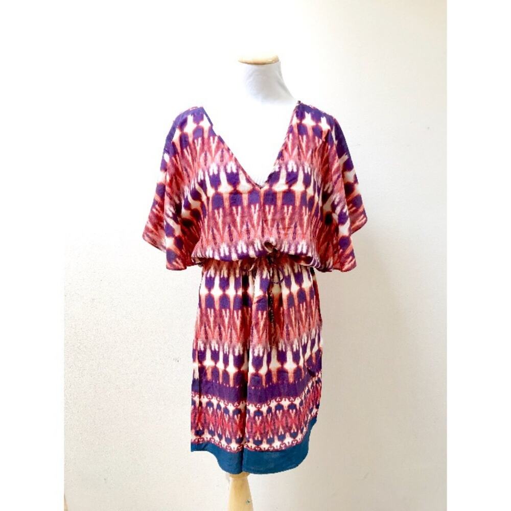 VIX Zambia Karine Swim Beach Cover Up Orange & Purple Ikat Women’s Medium $148